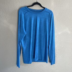 Lululemon Metal Vent Tech Shirt Mens Large  Blue  Crew Stretch Your Head Running
